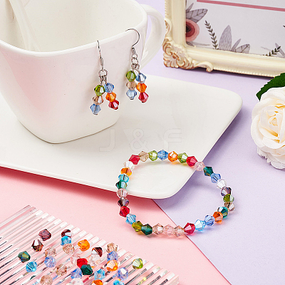 14 Strands 14 Style Imitate Austrian Crystal Bicone Glass Beads Strands GLAA-WR0001-01-1