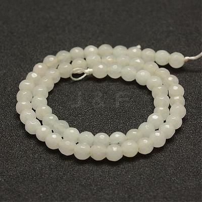 Faceted Natural White Jade Beads Strands G-F448-6mm-1