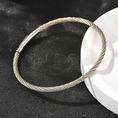 304 Stainless Steel Bangles for Women BJEW-C091-02C-GP-1