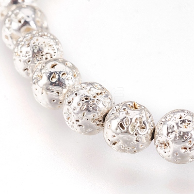 Electroplated Natural Lava Rock Braided Bead Bracelets BJEW-O162-H02-1