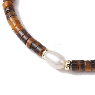 Natural Tiger Eye and Pearl Beads Btacelets BJEW-JB10681-03-1