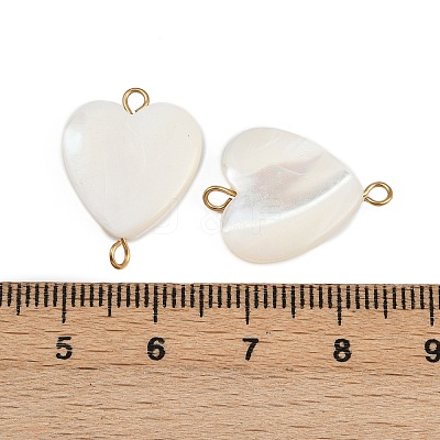 Natural Shell Heart Connector Charms X1-STAS-D378-25G-1