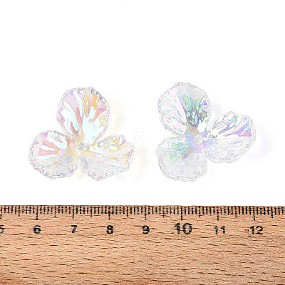 UV Plated Rainbow Acrylic Bead Caps OACR-N158-01-1