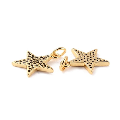 Brass Micro Pave Clear Cubic Zirconia Charms ZIRC-Z018-15G-C-1