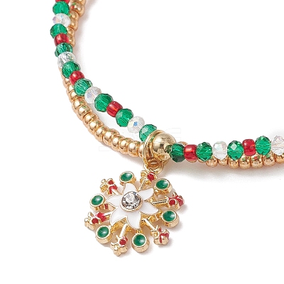Christmas Glass Seed Beads & Glass Beads Multi-layered Bracelets BJEW-MZ00240-01-1