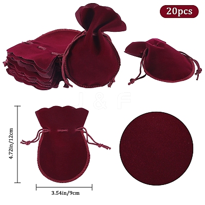 20Pcs Gourd Velvet Drawstring Bags TP-BBC0001-07B-05-1