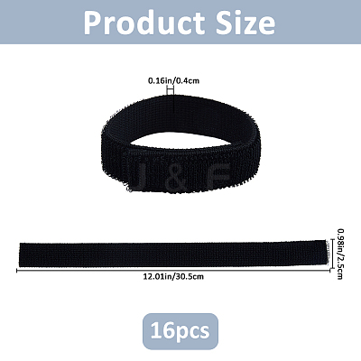 16Pcs Polyester & Nylon Elastic Straps with Hook and Loop Fastener AJEW-FH0007-61A-1