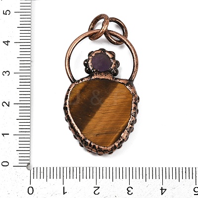 Natural Tiger Eye & Natural Amethyst Pendants G-Z101-06R-06-1