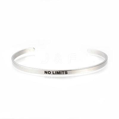 Tarnish Resistant 201 Stainless Steel Cuff Bangles BJEW-Q685-07-1