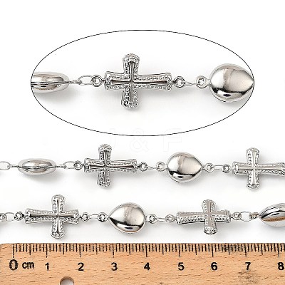 304 Stainless Steel Cross with Teardrop Link Chains CHS-G042-09P-1