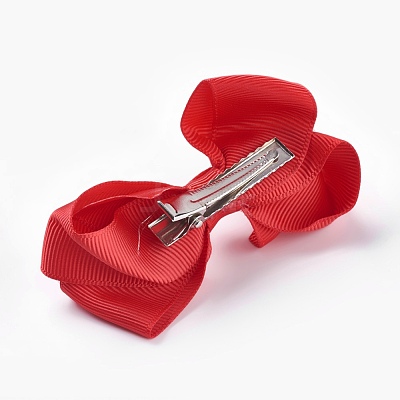 Grosgrain Bowknot Alligator Hair Clips PHAR-WH0002-A07-1