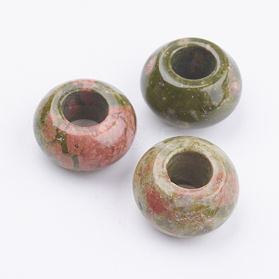 Natural Unakite European Beads X-G-K216-03B-1