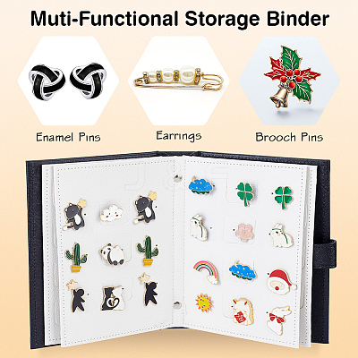 Imitation Leather Earring Displays Storage Book EDIS-WH0022-45B-1