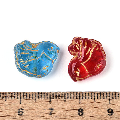 Baking Paint and Golden Metal Enlaced Glass Beads DGLA-T004-28M-1