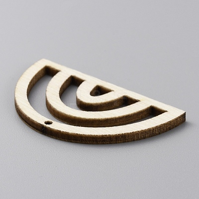 Fan Shape Hollow out Unfinished Wood Pendants DIY-WH0488-11B-1