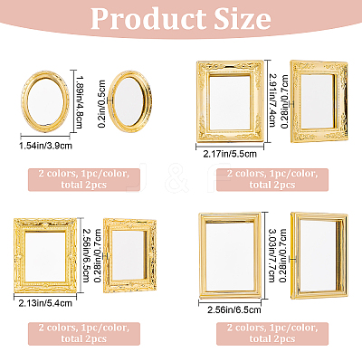 8Pcs 8 Style Miniature Retro Plastic Mirrors MJEW-CP0001-01-1