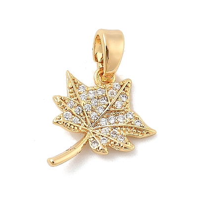 Brass Micro Pave Clear Cubic Zirconia Charms KK-B130-03G-02-1