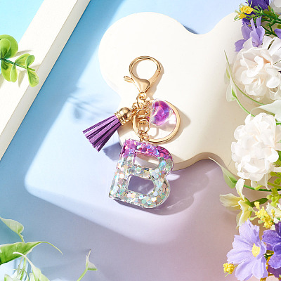 Alloy Resin Heart Keychains KEYC-TADJ0002-01G-B-1