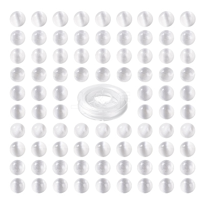 100Pcs 8mm Natural Selenite Beads DIY-LS0002-17-1