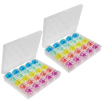 2 Boxes 25 Compartments Polypropylene(PP) Plastic Sewing Machine Bobbins with Storage Case CON-SZ0001-17-1