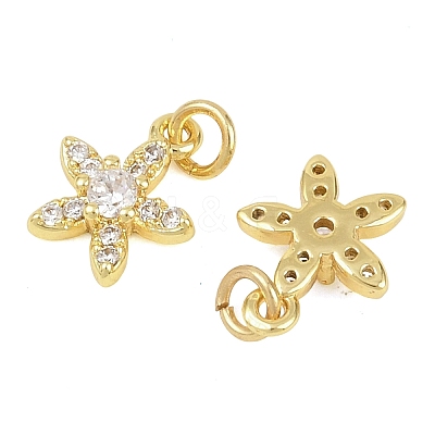 Brass Micro Pave Clear Cubic Zirconia Charms KK-D218-23G-03-1