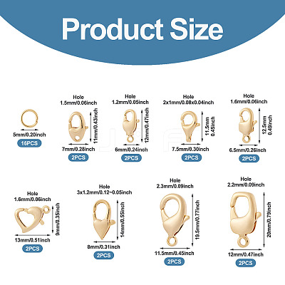 16Pcs 8 Styles Brass Lobster Claw Clasps KK-TA0003-04-1
