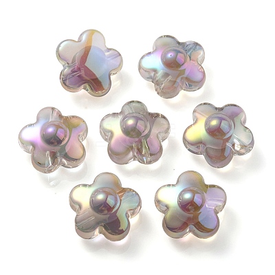 UV Plating Rainbow Iridescent Transparent Acrylic Beads OACR-C007-03D-1