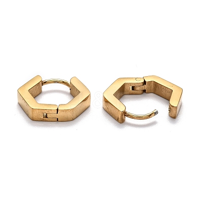 304 Stainless Steel Hexagon Huggie Hoop Earrings STAS-H156-03B-G-1