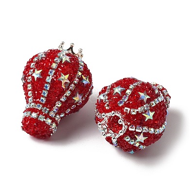 Crown Hot Air Balloon Acrylic Rhinestone Beads OACR-S048-03E-1