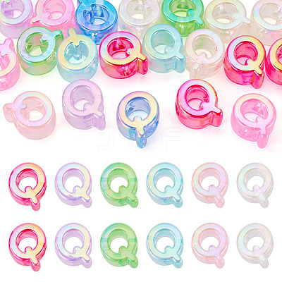 20Pcs UV Plating Transparent Acrylic European Beads OACR-TADJ0001-19Q-1