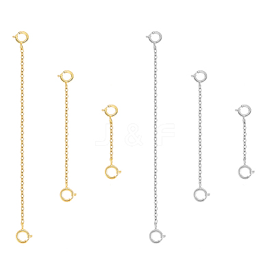 6Pcs 6 Style 925 Sterling Silver Cable Chain Extender FIND-PH0017-98-1