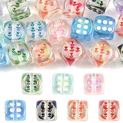 20Pcs UV Plating Transparent Acrylic Beads OACR-FS0002-39-1