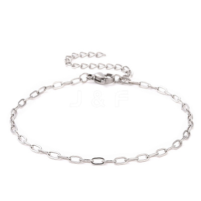 Non-Tarnish 304 Stainless Steel Cable Chain Bracelet for Men Women BJEW-E031-05J-P-1