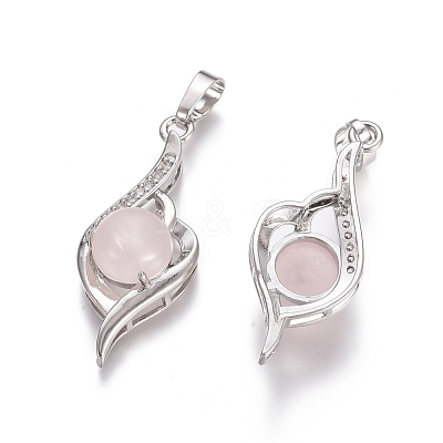Natural Rose Quartz Pendants G-L512-G11-1
