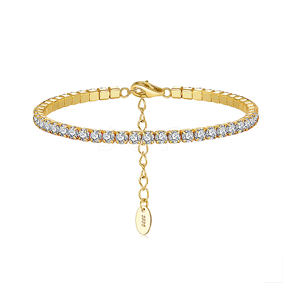 Real 14K Gold Plated 925 Sterling Silver Link Chain Bracelet BJEW-P311-01G-01-1