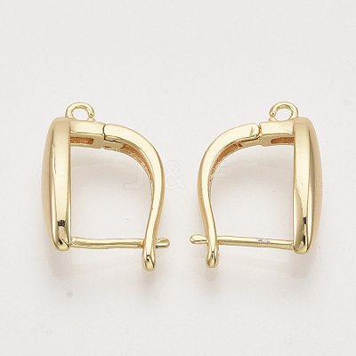 Brass Hoop Earring Findings with Latch Back Closure KK-T048-019G-NF-1