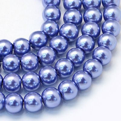 Baking Paint Pearlized Glass Pearl Round Bead Strands HY-Q003-6mm-09-1