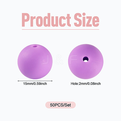 50Pcs Food Grade Eco-Friendly Silicone Beads SIL-TADJ0001-03B-1