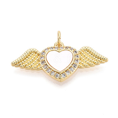 Brass Micro Pave Clear Cubic Zirconia Pendants KK-N268-68G-1