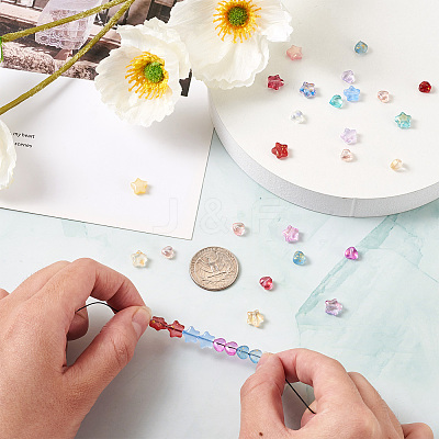 220Pcs 22 Style Transparent Spray Painted Glass Beads GLAA-CW0001-02-1