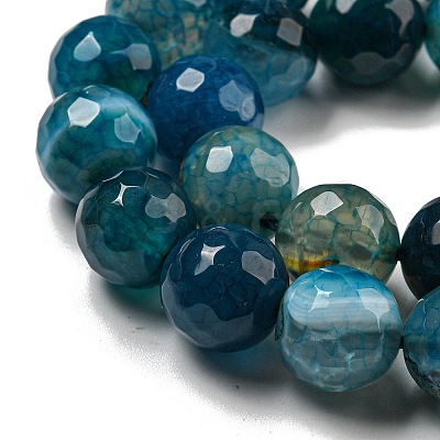Faceted Natural Dragon Veins Agate Beads Strands X-G-F447-12mm-P05-1