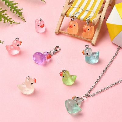 21Pcs 7 Styles Luminous Transparent Resin Pendants RESI-YW0001-82-1