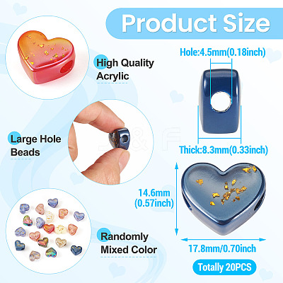 20Pcs Opaque Acrylic European Beads OACR-TA0003-61-1