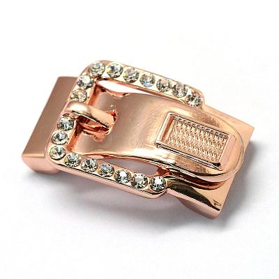 Alloy Rhinestone Magnetic Clasps with Glue-in Ends PALLOY-R089-18LG-1