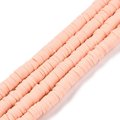 Flat Round Handmade Polymer Clay Bead Spacers CLAY-R067-4.0mm-13-1
