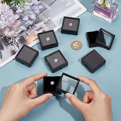 Square Plastic Loose Diamond Display Boxes CON-WH0092-61B-01-1