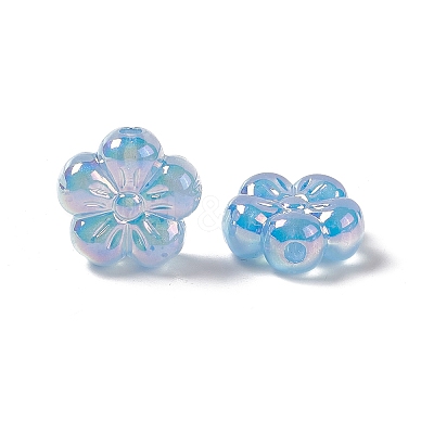 UV Plating Rainbow Iridescent Acrylic Flower Beads PACR-M003-10-1