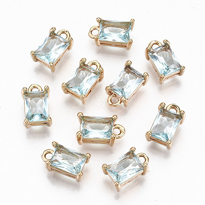 Brass Glass Rhinestone Pendants GLAA-S179-21H-RS-1