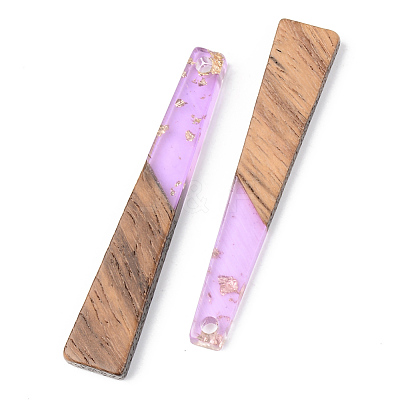 Transparent Resin & Walnut Wood Pendants RESI-S389-043A-B01-1