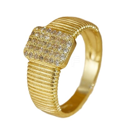 Brass Micro Pave Clear Cubic Zirconia Finger Rings FS-WGEE21A-03-1